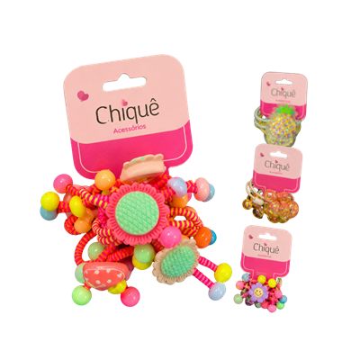 Xuxinha enfeitada com 2 pares, linha infantil colorida
